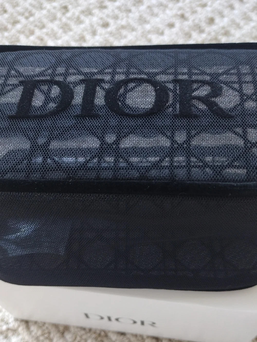 Dior Black Mesh Logo Pouch - Picture 10 of 12